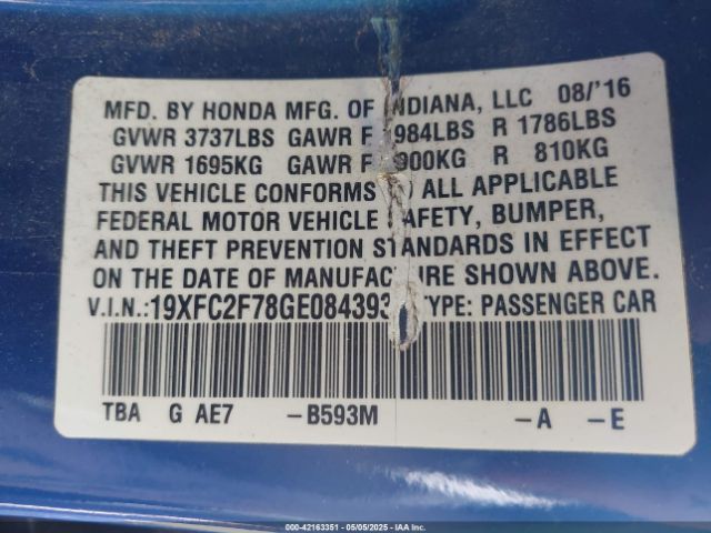 19XFC2F78GE084393 Honda CIVIC EX
