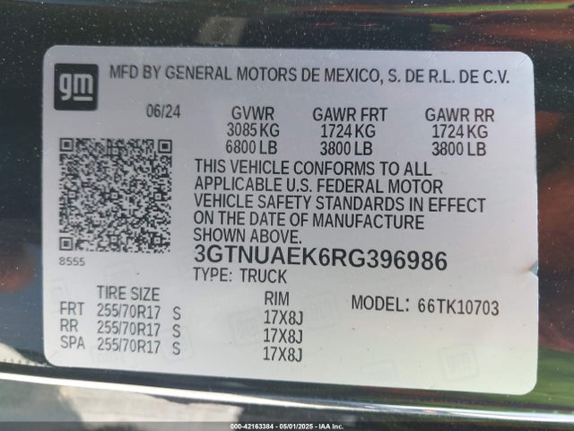 3GTNUAEK6RG396986 GMC l3b