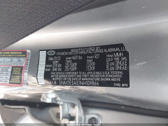 5NMJE3AE1NH109866 Hyundai Tucson Limited