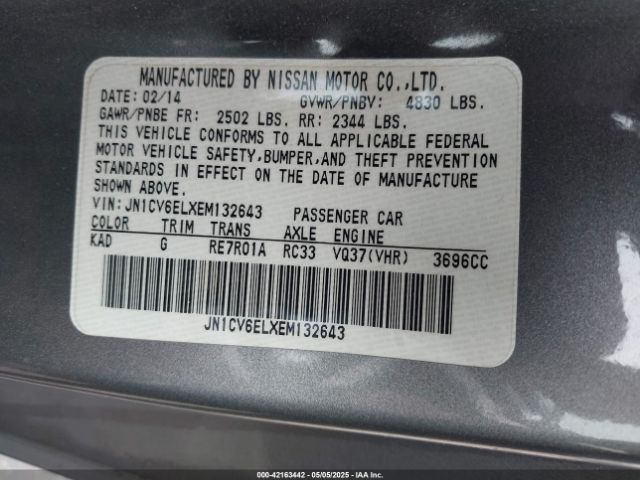 JN1CV6ELXEM132643 Infiniti Q60