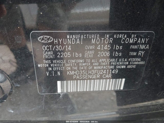 KMHD35LH3FU241149 Hyundai ELANTRA GT
