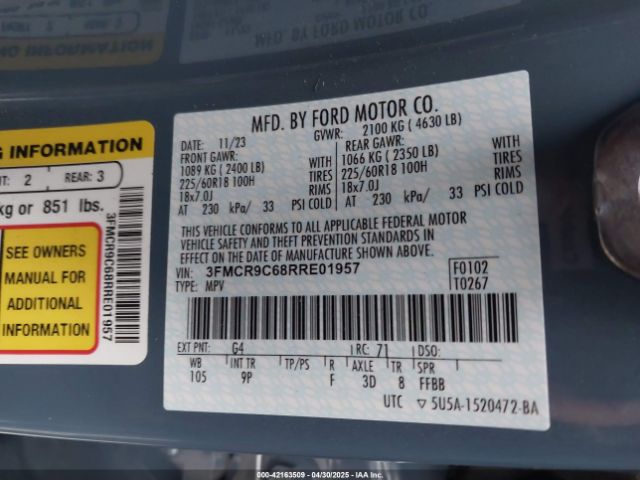 3FMCR9C68RRE01957 Ford Bronco Sport Outer Banks