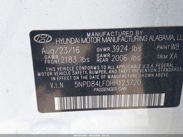 5NPD84LF0HH123720 Hyundai ELANTRA SE