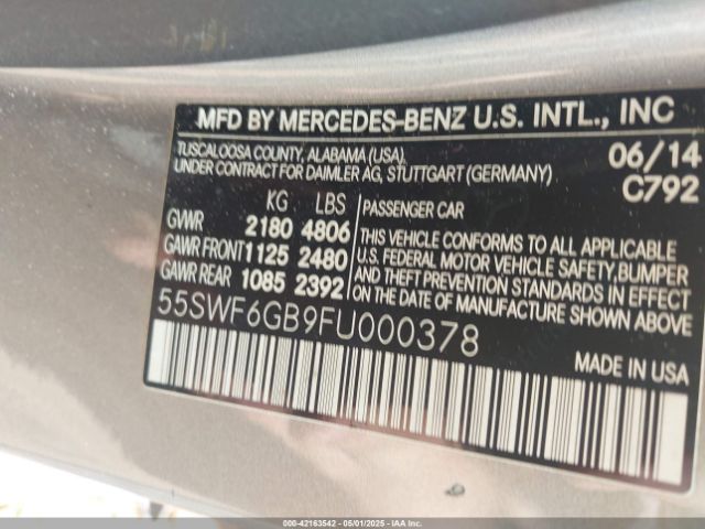 55SWF6GB9FU000378 Mercedes-Benz C 400 4matic