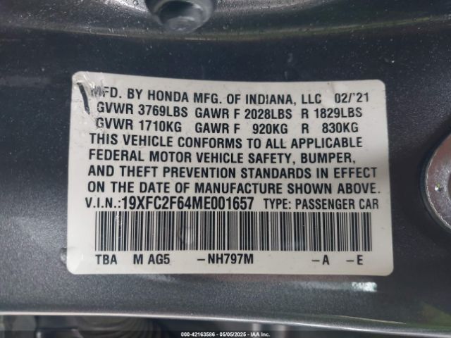 19XFC2F64ME001657 Honda Civic Lx