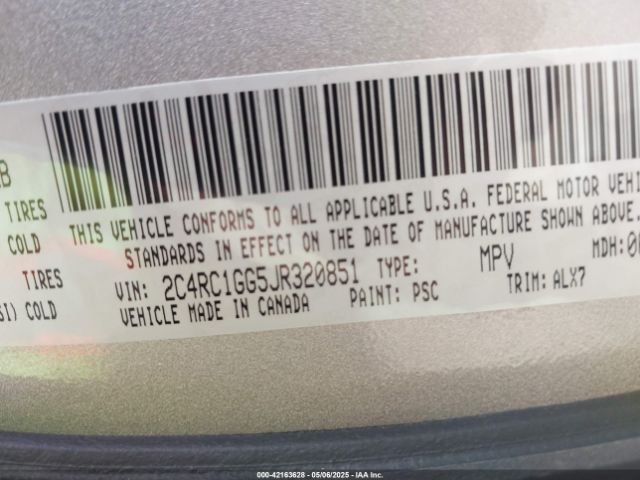 2C4RC1GG5JR320851 Chrysler Pacifica Limited