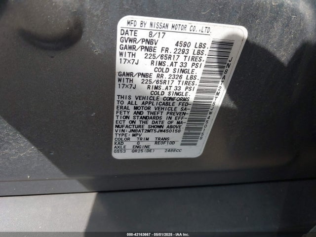 JN8AT2MT5JW450158 Nissan ROGUE SV