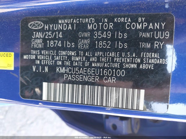 KMHCU5AE6EU160100 Hyundai dohc gdi gamma