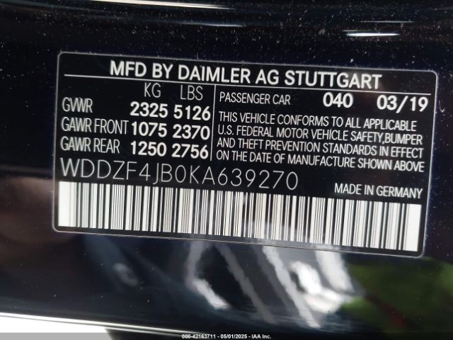 WDDZF4JB0KA639270 Mercedes-Benz E 300