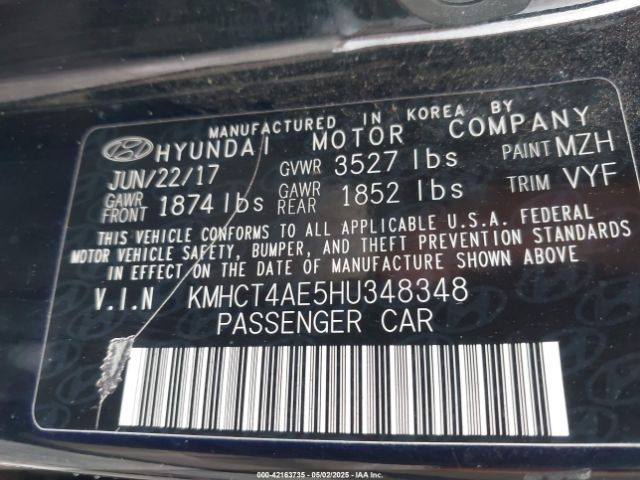 KMHCT4AE5HU348348 Hyundai Accent Value Edition