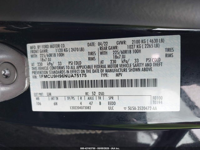 1FMCU9H96NUA75175 Ford gtdi 240ps