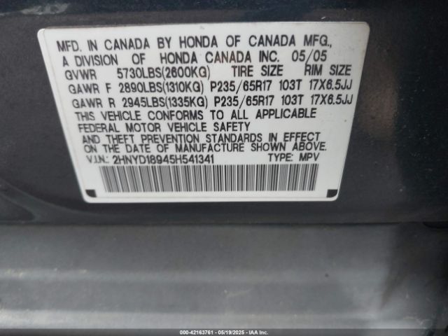 2005 ACURA MDX 2HNYD18945H541341 Photo 8