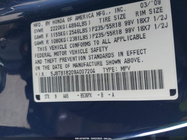 2009 ACURA RDX 5J8TB18209A007204 Photo 8