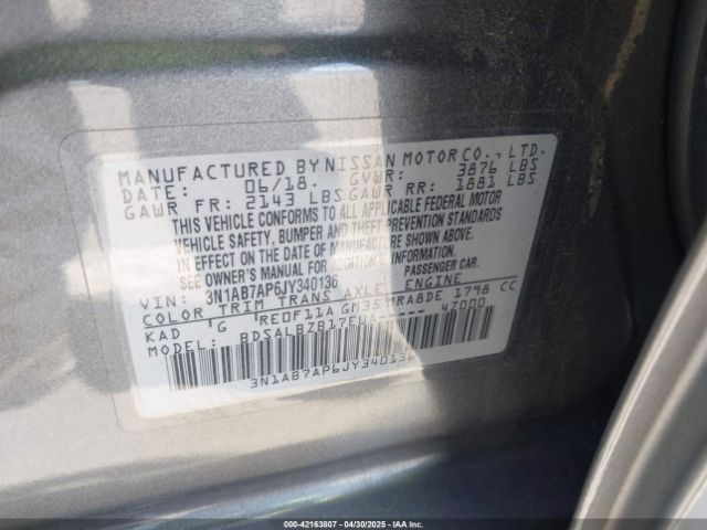 3N1AB7AP6JY340136 Nissan SENTRA S