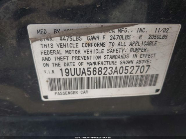 2003 ACURA TL 19UUA56823A052707 Photo 8