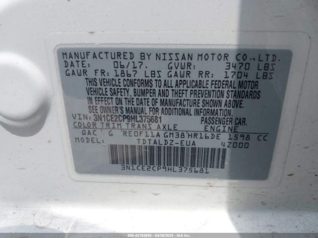 3N1CE2CP9HL375681 Nissan 2017