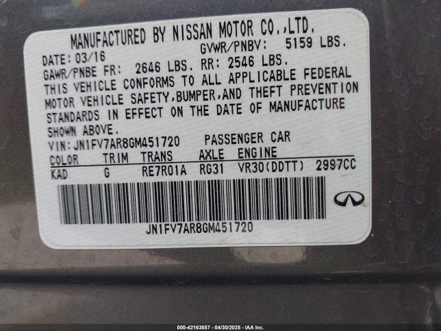 JN1FV7AR8GM451720 Infiniti Q50 3.0t Red Sport 400