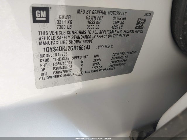 2016 CADILLAC ESCALADE 1GYS4DKJ2GR166143 Photo 8