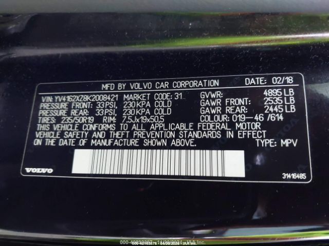 2019 VOLVO XC40 YV4162XZ8K2008421 Photo 8