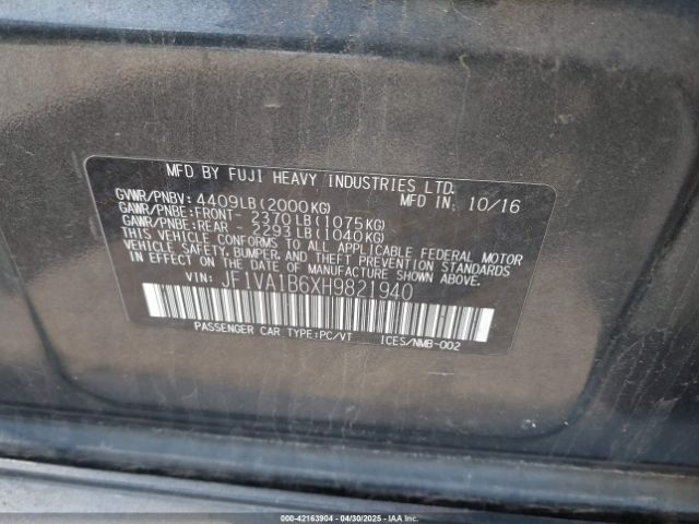 JF1VA1B6XH9821940 Subaru WRX