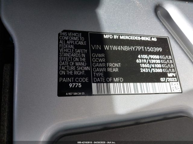 2023 MERCEDES-BENZ SPRINTER 2500 W1W4NBHY7PT150399 Photo 8