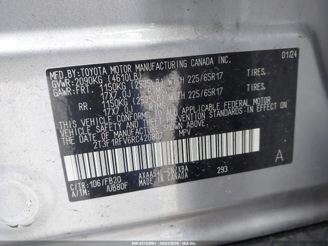 2T3F1RFV6RC420807 Toyota RAV4 LE