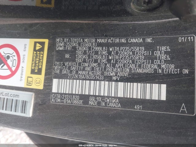 Aukcja sprzedaży 2011 Lexus Rx 350, vin: 2T2ZK1BA7BC051433, numer aukcji: 42163974