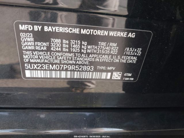 5UX23EM07P9R52893 BMW X7 Xdrive40i