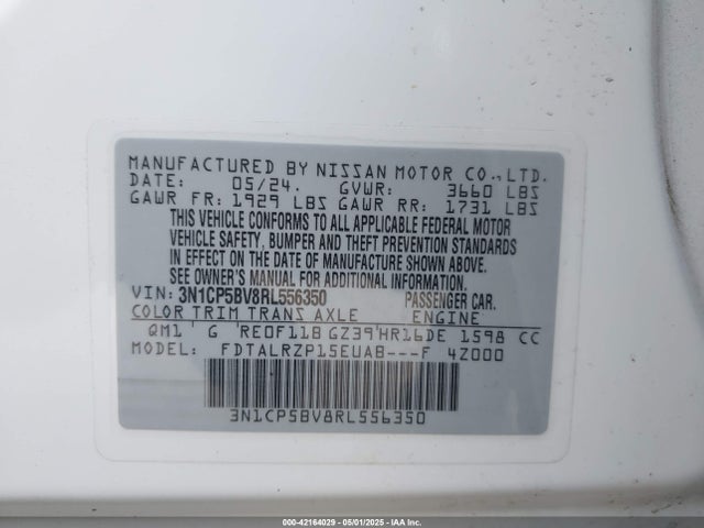 3N1CP5BV8RL556350 Nissan Kicks S Xtronic Cvt