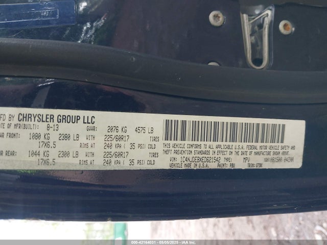 Продаж на аукціоні авто 2014 Jeep Compass Latitude, vin: 1C4NJDEBXED621542, номер лоту: 42164031