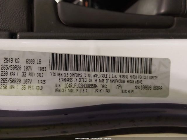 2017 JEEP GRAND CHEROKEE 1C4RJFJG2HC689584 Photo 8