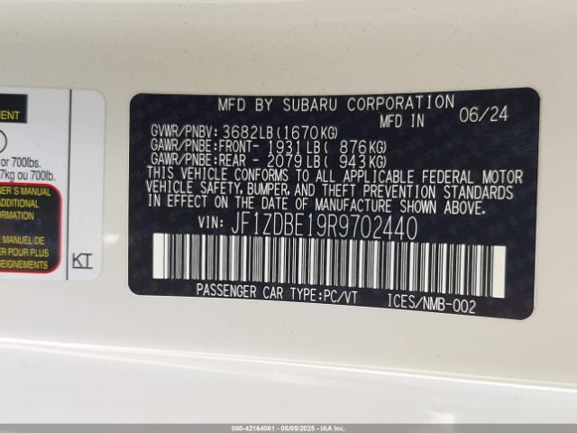 JF1ZDBE19R9702440 Subaru na