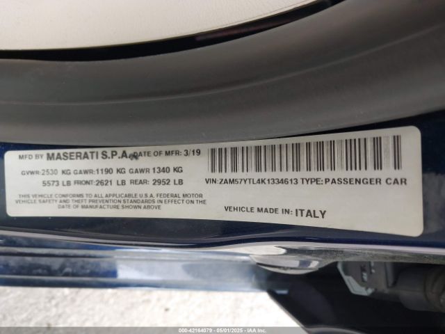 2019 MASERATI GHIBLI ZAM57YTL4K1334613 Photo 8