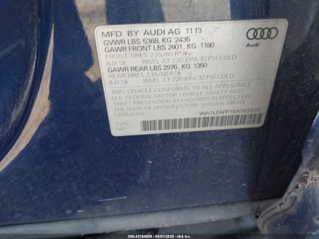 WA1LFAFP1EA062539 Audi Q5 2.0t Premium