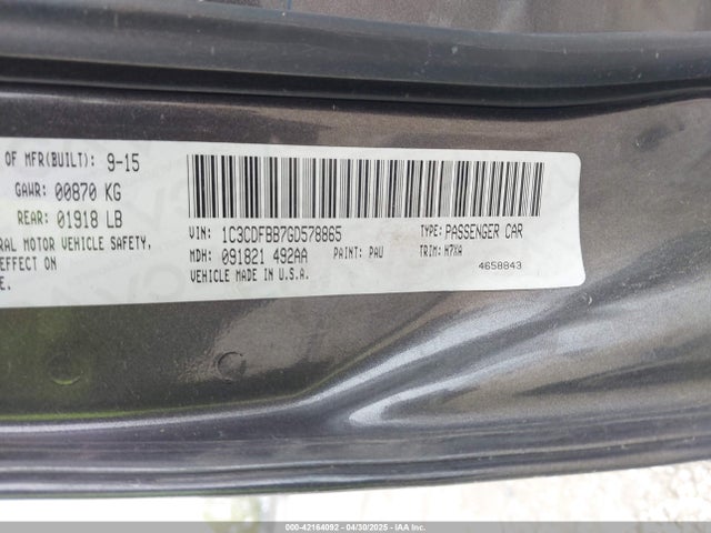 1C3CDFBB7GD578865 Dodge DART SXT