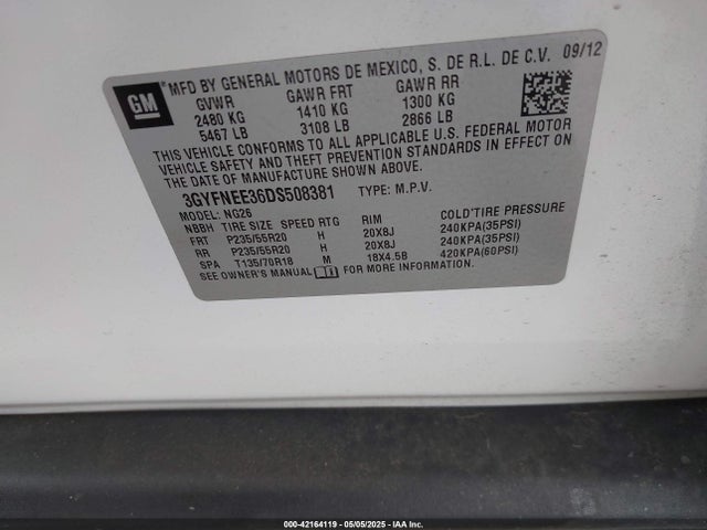 2013 CADILLAC SRX 3GYFNEE36DS508381 Photo 8