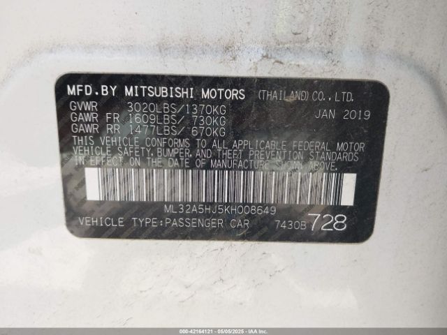 2019 MITSUBISHI MIRAGE ML32A5HJ5KH008649 Photo 8