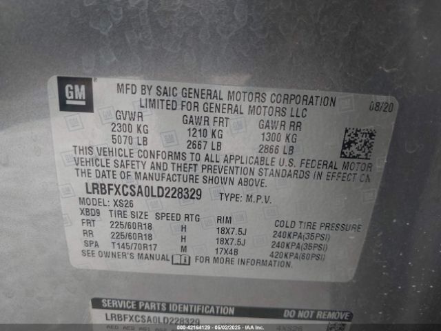 LRBFXCSA0LD228329 Buick lcv