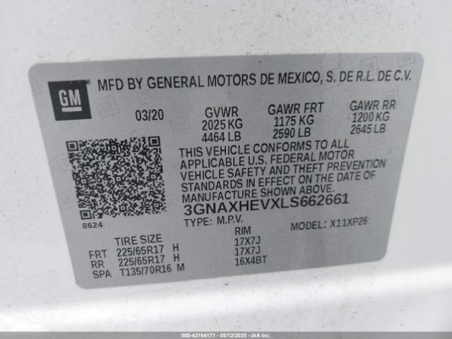 3GNAXHEVXLS662661 Chevrolet Equinox Fwd Ls