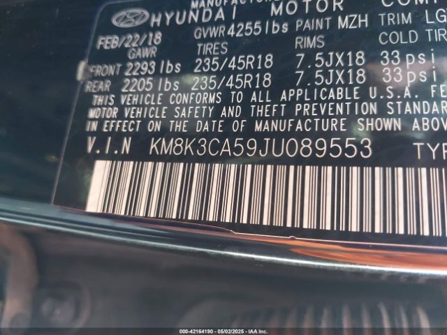 2018 HYUNDAI KONA KM8K3CA59JU089553 Photo 8