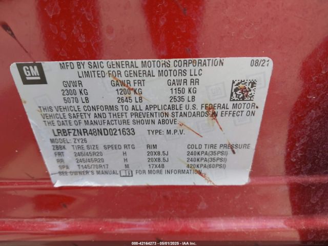 LRBFZNR48ND021633 Buick Envision Fwd Essence