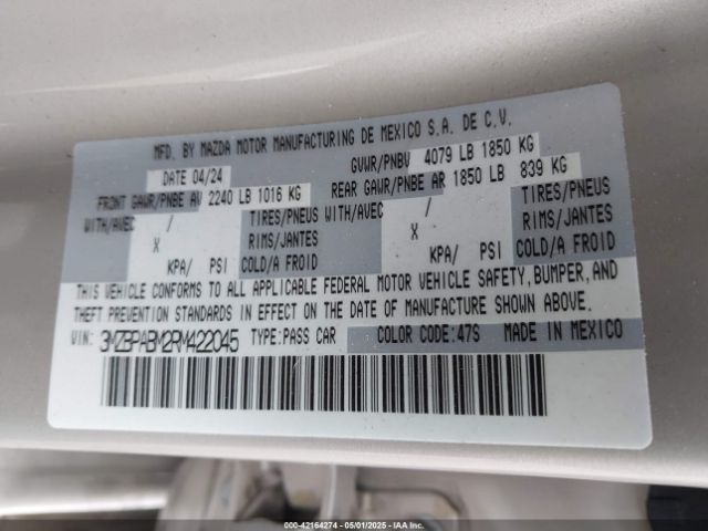 3MZBPABM2RM422045 Mazda Mazda3 2.5 S Select Sport
