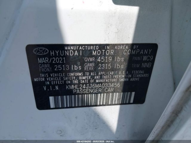 KMHL24JJ6MA033456 Hyundai Sonata Blue