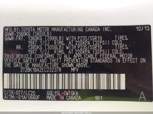 2T2BK1BA2EC232378 Lexus Rx 350 Base (a6)