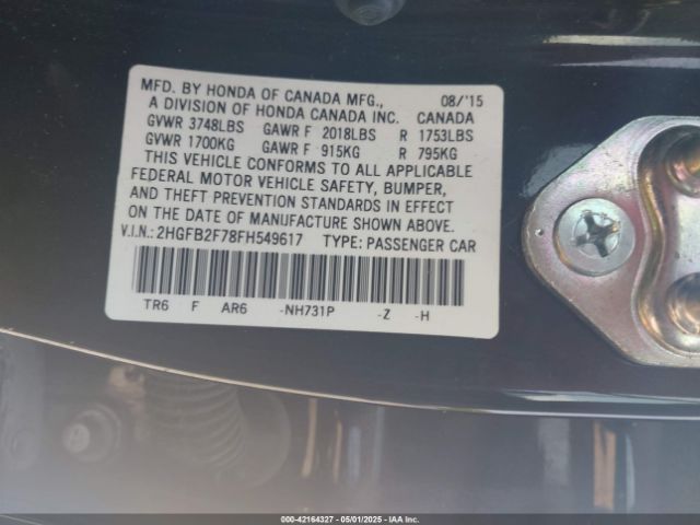2HGFB2F78FH549617 Honda CIVIC SE