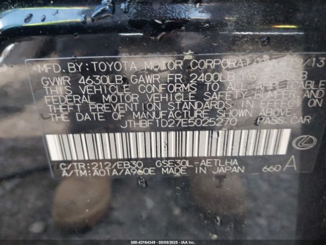 JTHBF1D27E5025270 Lexus IS 250