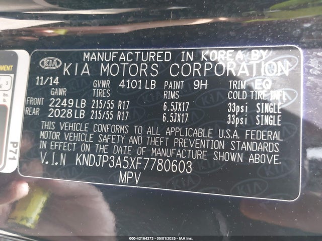 KNDJP3A5XF7780603 KIA SOUL +
