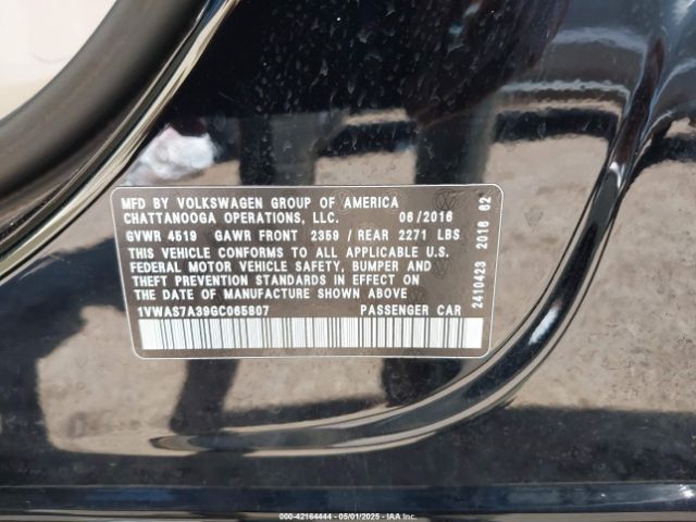 1VWAS7A39GC065807 Volkswagen Passat 1.8t R-line