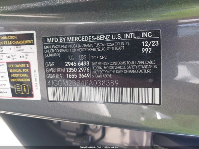 4JGGM2BB4PA038389 Mercedes-Benz Eqe 350+ Suv