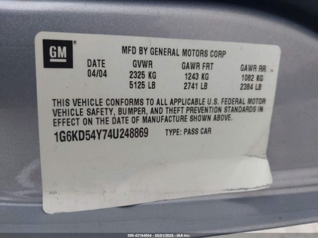 2004 CADILLAC DEVILLE 1G6KD54Y74U248869 Photo 8